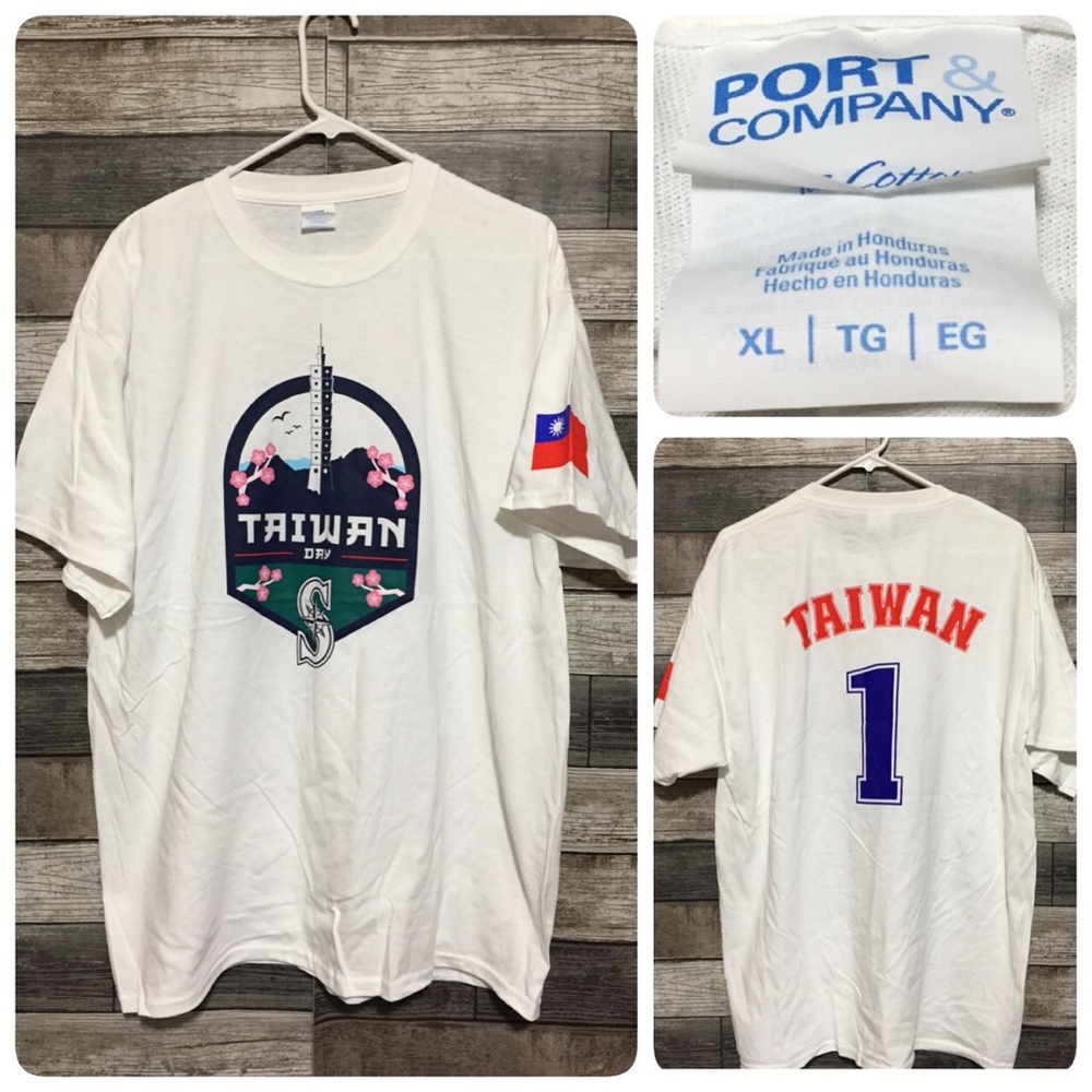 Port Company Seattle Mariners MLB Taiwan Day T Shirt Men’s XL White Crewneck